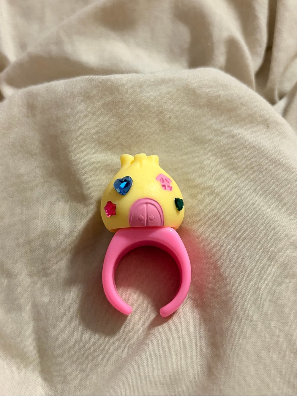 Free People Yellow Kitschy Fairy House Open Band Statement Ring